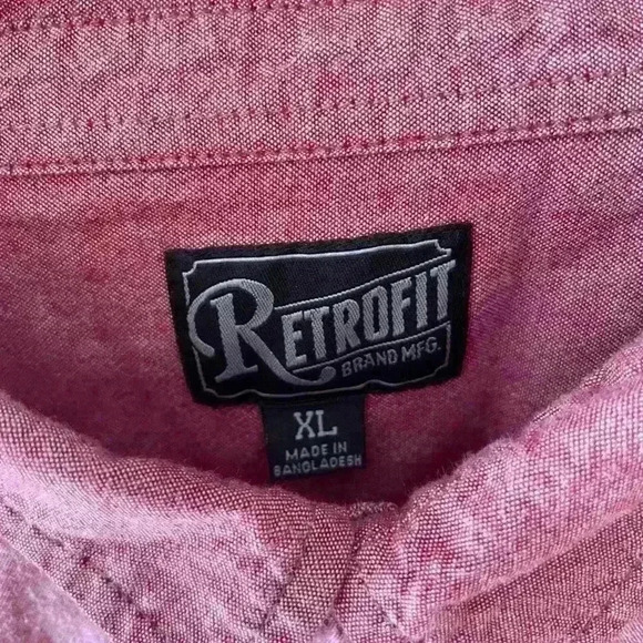 RETROFIT BRANDING MFG - BUTTON DOWN COLLARED SHIRT - RED PASTEL - MENS SIZE XL - Picture 2 of 5
